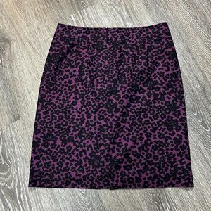 Banana Republic Factory Purple Cheetah Leopard Pencil Straight Skirt Size 12